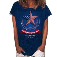 Ženske domoljubne majice 4. srpnja udobne ljetne majice s okruglim vratom košulje kratkih rukava tunika sa zvjezdanim prugama s američkom
