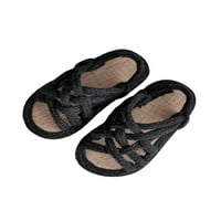 ; / Ravne sandale na kopčanje, retro sandale za hodanje s otvorenim prstima, Ležerne lagane cipele na naramenice, slatka crna 10