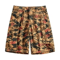Ležerne kratke hlače za muškarce, ljetne havajske široke kratke hlače s uzorkom listova s džepovima na vezicama, prikladne za slobodno