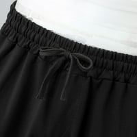 Muške hlače, muške Casual kratke hlače srednjeg struka, hlače, jednobojne kratke hlače do koljena s džepom na vezanje, crne