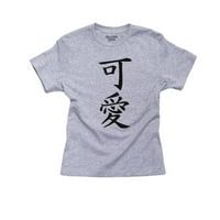 Primamljivo-Kineski Japanski Azijski Kanji znakovi za dječake pamučna Omladinska Siva Majica