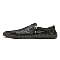 Modne muške ravne cipele kožne Ležerne cipele poslovne natikače muške udobne vintage cipele bez kopča Crna 11
