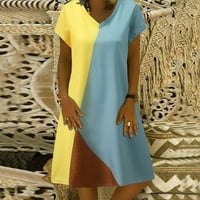 Ženska ljetna ležerna haljina s izrezom i printom, haljina za plažu s kratkim rukavima