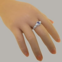 10K ženski prsten od bijelog zlata britanske proizvodnje, prirodni tanzanit dijamantni jubilarni prsten - opcije veličine-veličina