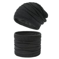 Set, kapa za šal, jednobojna elastična pletena kapa, izolacija za vrat, dvodijelni Set za zadržavanje topline, jesenska pokrivala