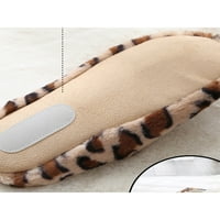 Ženske prozračne udobne zimske tople papuče, neklizajuće unutarnje cipele za spavaću sobu, pahuljaste papuče s leopard printom, smeđe