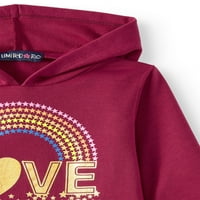 Ograničena previše šljokica Rainbow Love Fleece Hoodie i Jogger, dvodijelni aktivni set