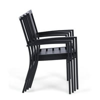 Studio set vanjskih popločanih stolica za blagovaonice Moderne metalne fotelje, crno