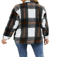 Ženska jakna s džepovima i dugim rukavima, široki kardigan na kopčanje, Zimska topla vrećasta karirana bluza