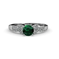 Zaručnički prsten od smaragda i dijamanta od 1 karata izrađen je od bijelog zlata od 14 karata.Veličina 6,5