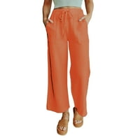 Ženske hlače, široke hlače s elastičnim strukom, hlače s prugama, modne casual ženske hlače, Plus size hlače, narančasta