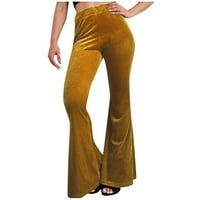 Modne ženske hlače od zlatnog baršuna, ravne hlače, Ležerne hlače s elastičnim strukom, lanene hlače za žene