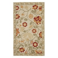 Cvjetni tepih od vune Chelsea Milton, zelena boja bjelokosti, 8'9 11'9