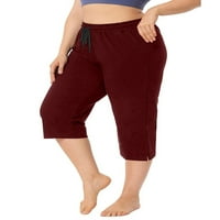 Ženske Capri hlače s ravnim nogavicama, široke Palazzo hlače, Radne hlače visokog struka u bordo boji 3 inča