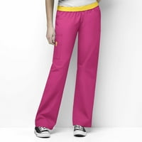 _ - Ženske široke rastezljive teretne hlače, vruće ružičaste, sitne