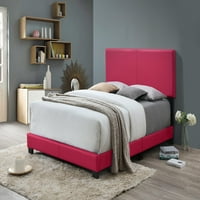 _ Moderna lijepa ružičasta spavaća soba s dva odvojena kreveta na platformi okvir kreveta od umjetne tkanine