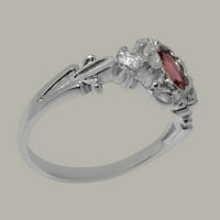 10-karatni ženski zaručnički prsten od bijelog zlata britanske proizvodnje s prirodnim ružičastim turmalinom i kubičnim cirkonijem
