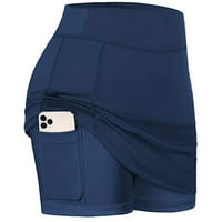 Ženske teniske suknje za trčanje joga kratke hlače rastezljive sportske tamnoplave kratke hlače s džepovima za golf poliesterske