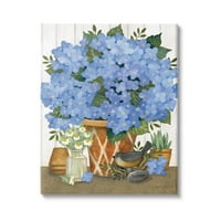 Rustikalni aranžman plavih hortenzija, botanička i Cvjetna galerija slika, omotano platno, tiskana zidna umjetnost