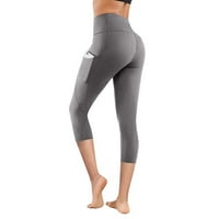 Ženske joga kratke hlače s džepovima ženske brze suhe obične Capri hlače s džepovima za jogu