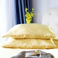 Satenski svileni comforter duvet poklopca jastuka jastuka za posteljinu set zlatni ton kralj