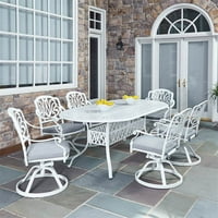 Ovalni blagovaonski stol s cvjetnim uzorkom u kućnom stilu u bijeloj boji