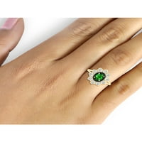 Carat T.G.W. Chrome Diopside i crno-bijeli dijamantni naglasak 14K zlato preko srebrnog trodijelnog seta nakita