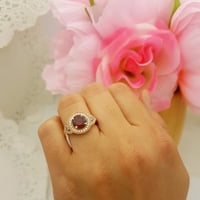 Vjenčani zaručnički prsten od 14k okruglog granata, šampanjca i bijelog dijamanta, veličine 5