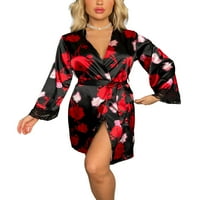 Ženski kaftan kimono ogrtač kućni ogrtač pidžama s cvjetnim trepavicama spavaćica