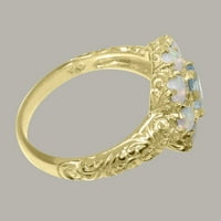 Ženski prsten od prirodnog akvamarina i opala od 14k žutog zlata britanske proizvodnje - opcije veličine-veličina 6,5