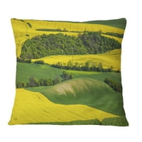 Designart polja uljane repice i zelena pšenica - jastuk za bacanje tiskanih krajolika - 16x16