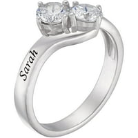 Personalizirani okrugli zaručnički prsten s ugraviranim prstenom od srebra