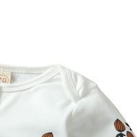 Dječji modni kombinezon s printom listova na vratu s dugim rukavima