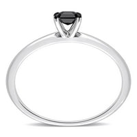 Carat T.W. Crni dijamant 14KT bijelo zlato crni rodij zaručnički prsten pasijansa