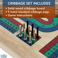 Igre Klasični Cribbage set trobojna staza od punog drveta, metalni klinovi