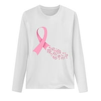 Jesenski prijedlozi, majice za žene svjesne raka dojke s printom ružičaste vrpce, lagane majice s okruglim vratom, vrhovi, pokloni