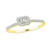 Nakit od žutog zlata 10k Ženska princeza dijamantni pasijans kvadratni Halo vjenčani prsten za vjenčanje