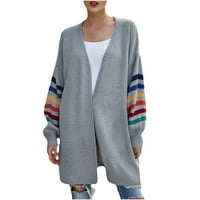 Ženski prugasti lagani radni džemper, modni kardigan dugih rukava s otvorenim prednjim dijelom za žene