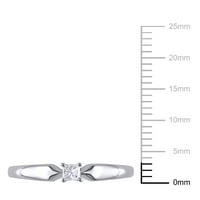 Zaručnički prsten od srebra od srebra s dijamantom izrezanim princezom od dijamanta.
