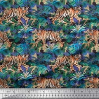 Tekstura poliesterske krep tkanine, otisak lišća i Tigrovih životinja za šivanje širine dvorišta