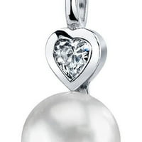 Srčana slatkovodna biserna ogrlica ogrlica u srebrom sterlinga, 18