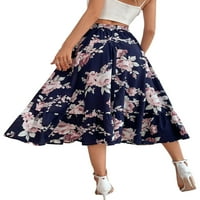 + / Ženske casual duge suknje A kroja s elastičnim strukom i cvjetnim printom, s volanima i velikim rubom