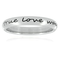Prsten s natpisom prava ljubav čeka od nehrđajućeg čelika