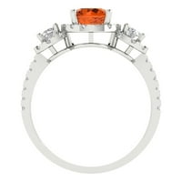 1. dijamant okruglog reza s imitacijom prozirnog dijamanta od bijelog zlata 18k prsten s tri kamena od 11