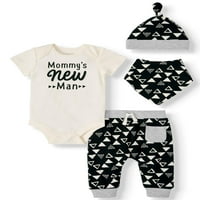 Miniville Baby Boy Bodysuit Short Gleve, Jogger hlače, Bandana Bib & Hat, Set za outfit od 4 komada