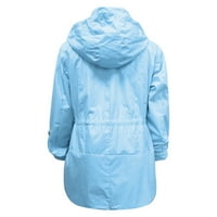 Ženska jednobojna vanjska kišna jakna Plus veličina s kapuljačom vjetrootporni široki kaput Vodootporni kišni ogrtač