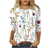 Ženske bluze s dugim rukavima, modne lagane majice s cvjetnim printom i uzorkom, opuštene sportske tunike, Vintage bluza s okruglim