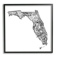 Stupell Industries Florida State tipografije grafičke umjetnosti crna uokvirena umjetnička print zidna umjetnost, dizajn do subotnje