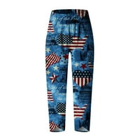 Ženske hlače Na pruge u obliku zvijezde s printom američke zastave, udobne lagane hlače za trčanje, ženske radne Ležerne hlače, duge