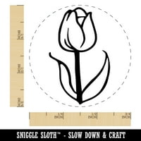 Ručno oslikani doodle cvijet tulipana, gumeni pečat koji se sam boji, pečat s tintom-Crna tinta-fino